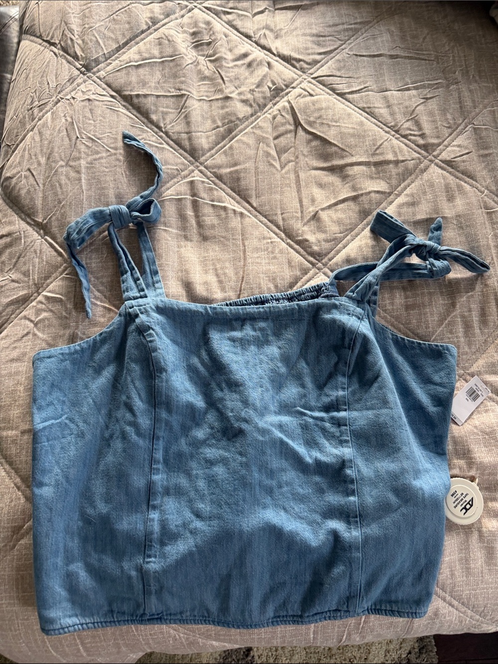 Old Navy Light Blue Denim Tie-Shoulder Crop Top
